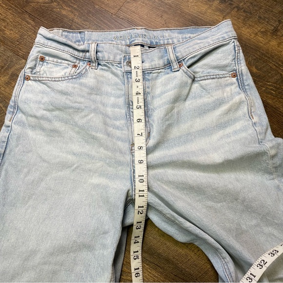 American Eagle AE Strigid Jeans Highest Waist Crossover Baggy Straight Womens 8 - Picture 5 of 12